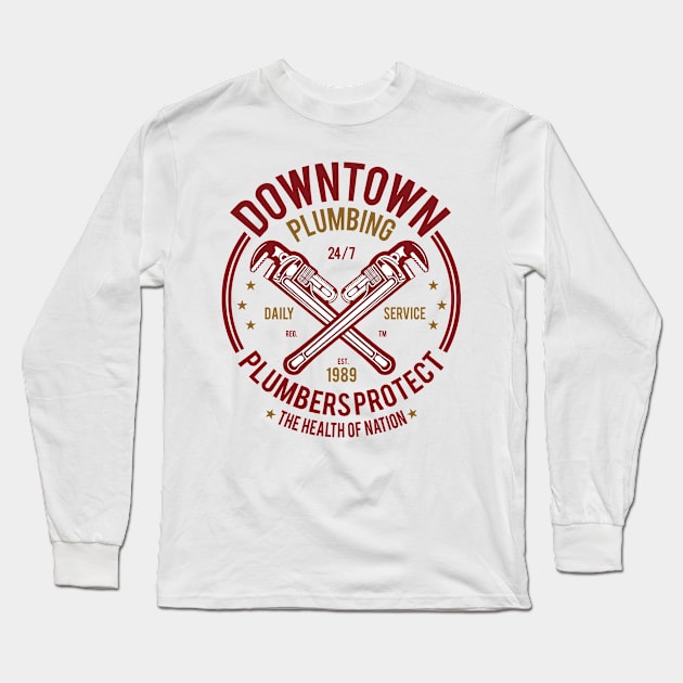 Downtown Plumbing Long Sleeve T-Shirt by PaunLiviu